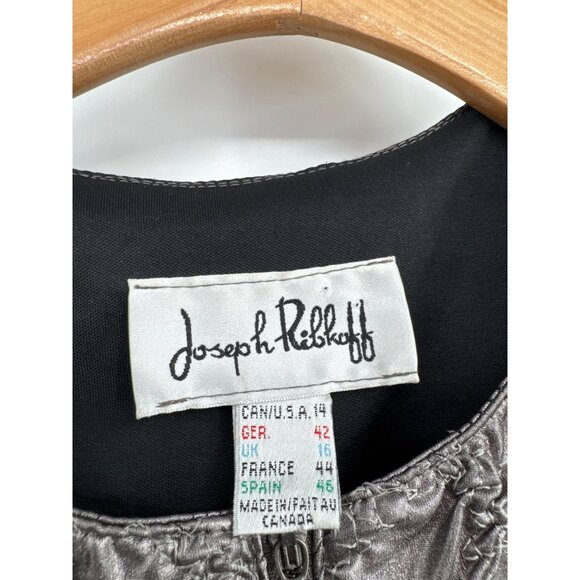 Joseph Ribkoff silver Metallic Textured Zip-Up Jacket Womens Size 14 Canada - Picture 2 of 5